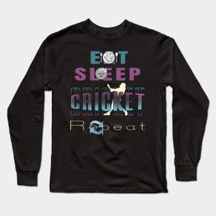 Eat sleep cricket repeat Long Sleeve T-Shirt